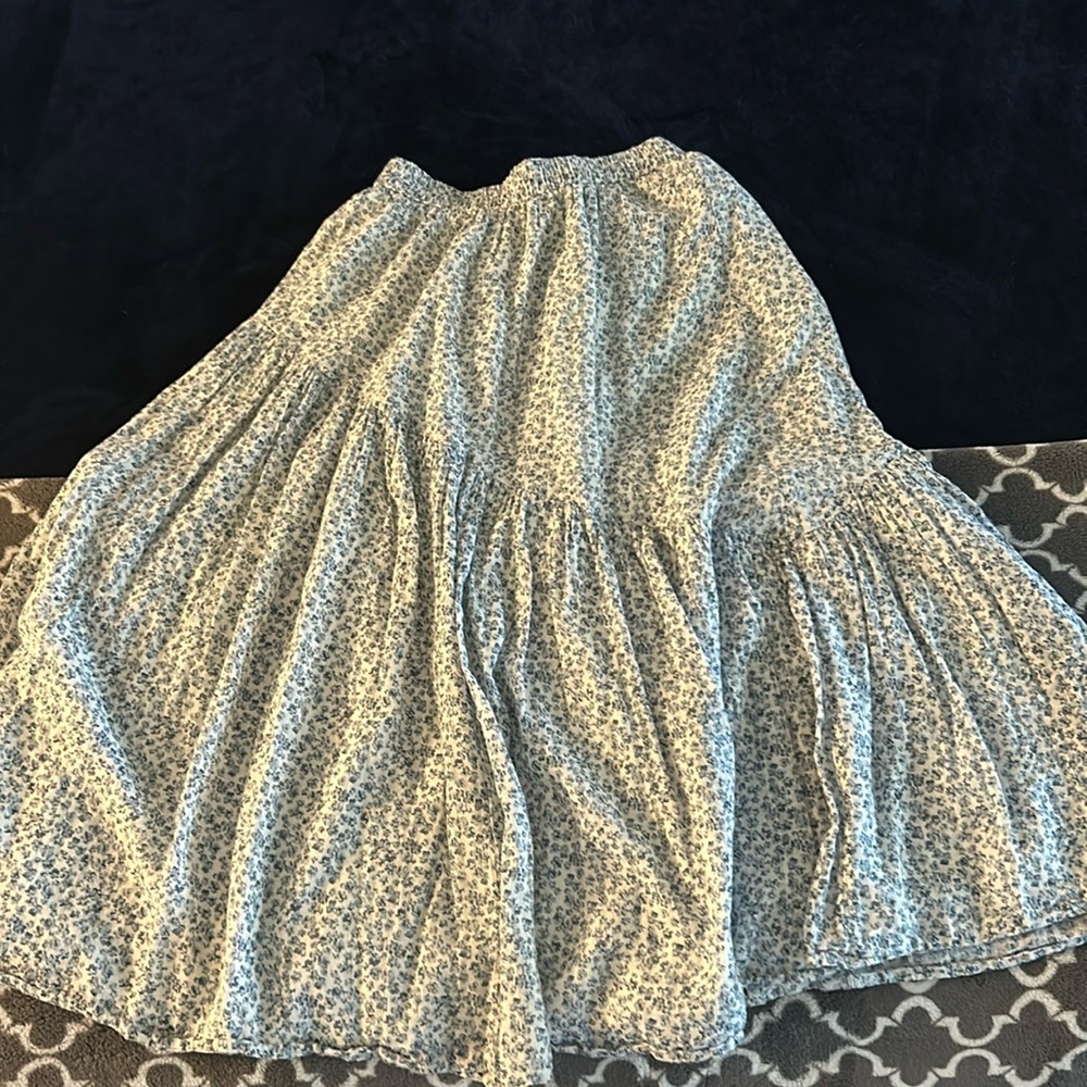Blue Floral Peasant Skirt